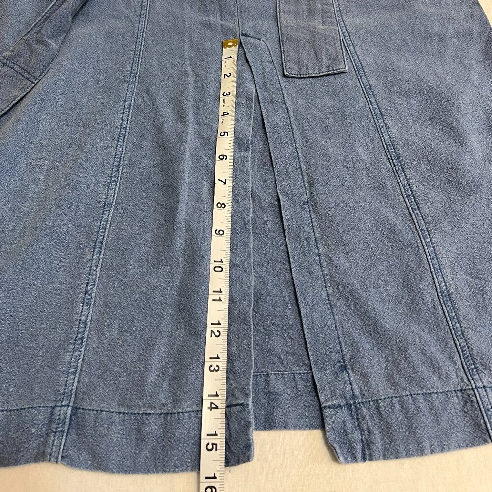 Free People Utility Cargo Midi Skirt Blue Belted Pockets Women's Size 12 - Picture 10 of 10